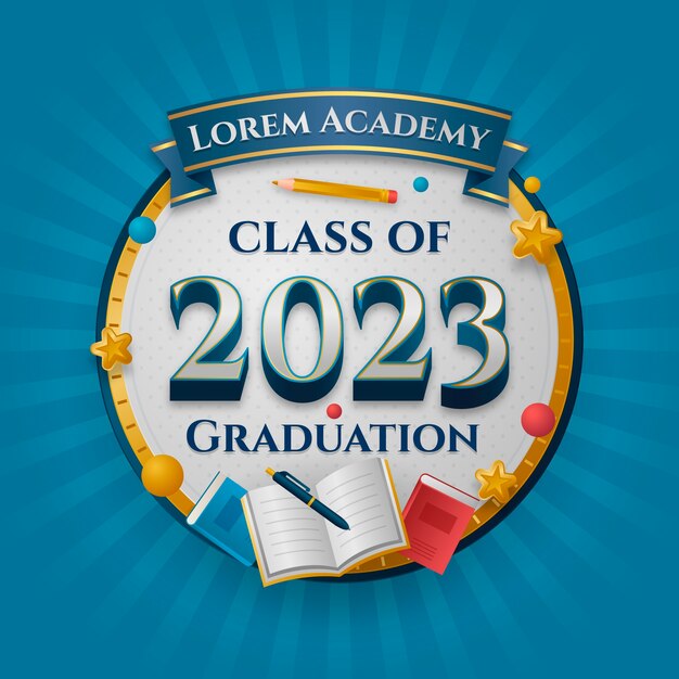 Ilustración de texto degradado para la graduación de la clase 2023