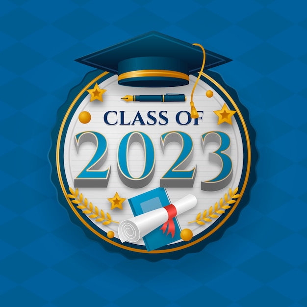 Vector gratuito ilustración de texto degradado para la graduación de la clase 2023