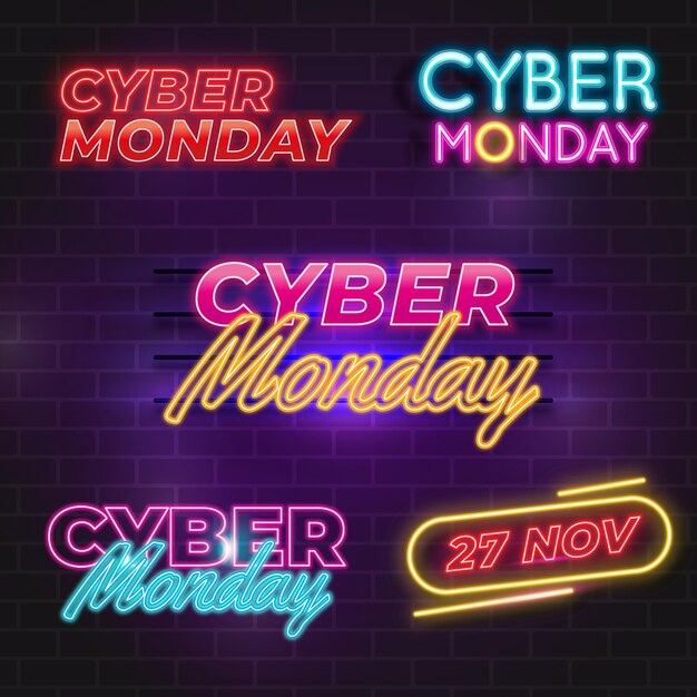 Ilustración de texto degradado para venta de cyber monday