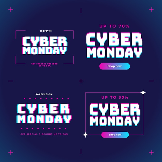 Vector gratuito ilustración de texto degradado para venta de cyber monday