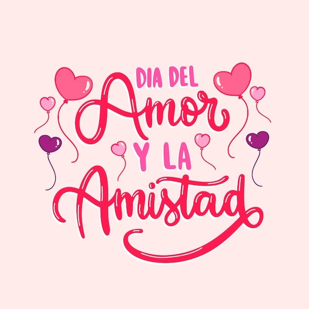 Ilustración de texto dibujado a mano para la celebración del dia del amor y la amistad