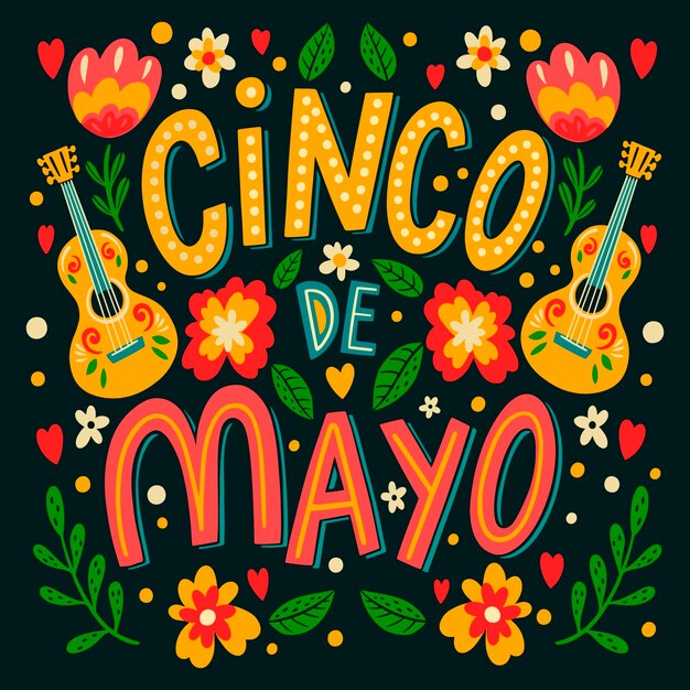 Ilustración de texto de Flat cinco de mayo