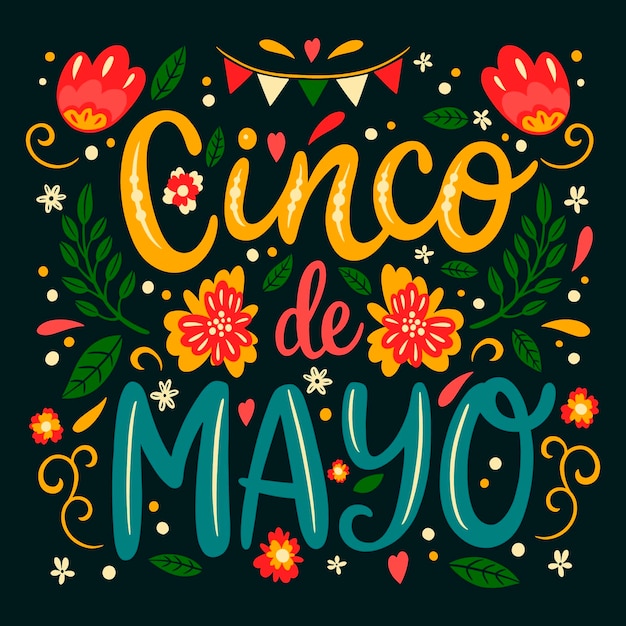 Vector gratuito ilustración de texto de flat cinco de mayo