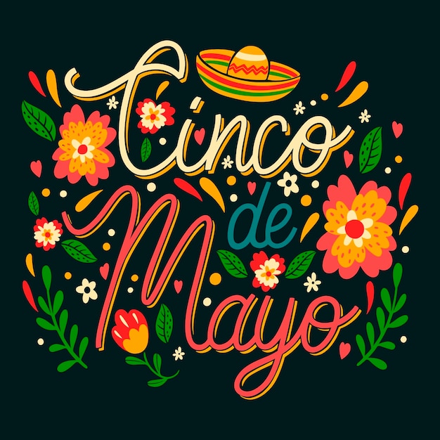 Vector gratuito ilustración de texto de flat cinco de mayo