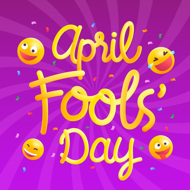Ilustración de texto en gradiente para el día del tonto de abril