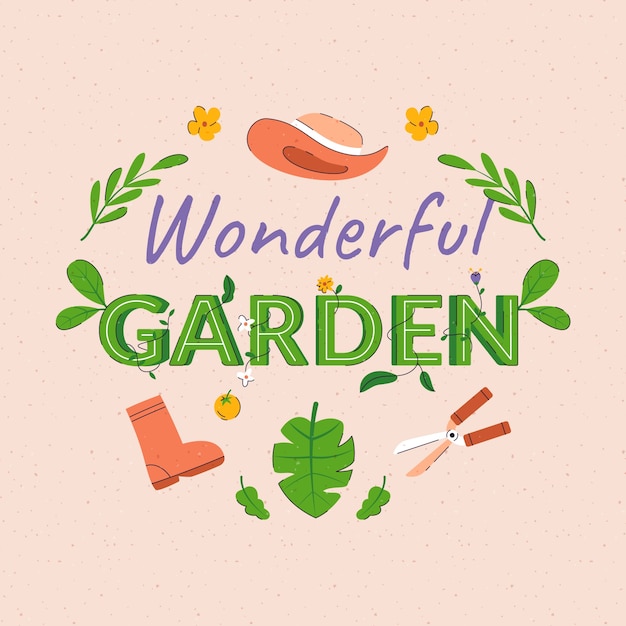 Vector gratuito ilustración de texto de jardinería dibujado a mano