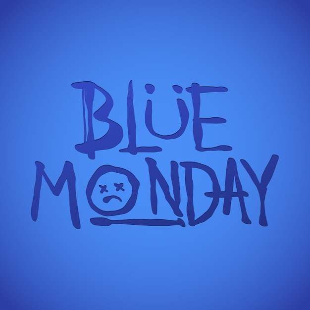 Ilustración de texto de lunes azul gradiente