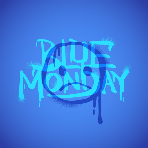 Ilustración de texto de lunes azul gradiente