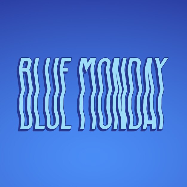 Ilustración de texto de lunes azul gradiente