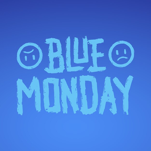 Ilustración de texto de lunes azul gradiente
