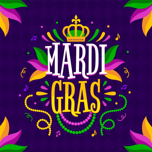 Ilustración de texto de mardi gras degradado