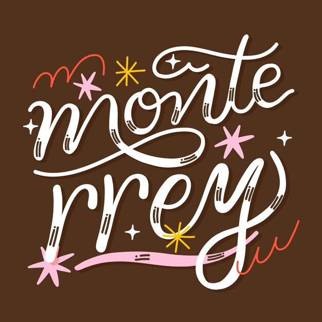 Ilustración de texto de Monterrey dibujada a mano