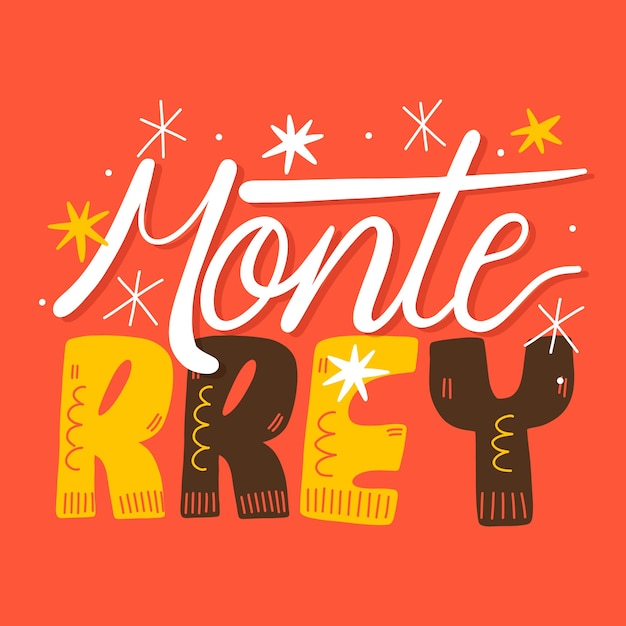 Vector gratuito ilustración de texto de monterrey dibujada a mano