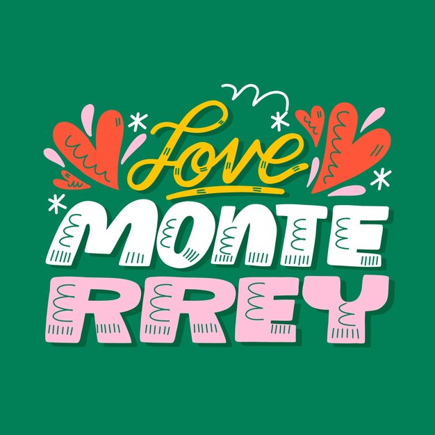 Ilustración de texto de Monterrey dibujada a mano