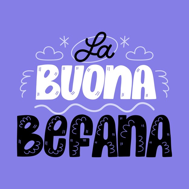 Ilustración de texto plano befana