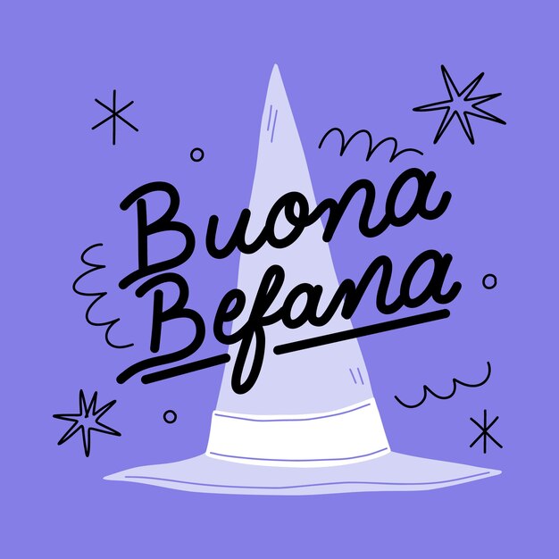 Ilustración de texto plano befana