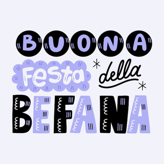 Ilustración de texto plano befana