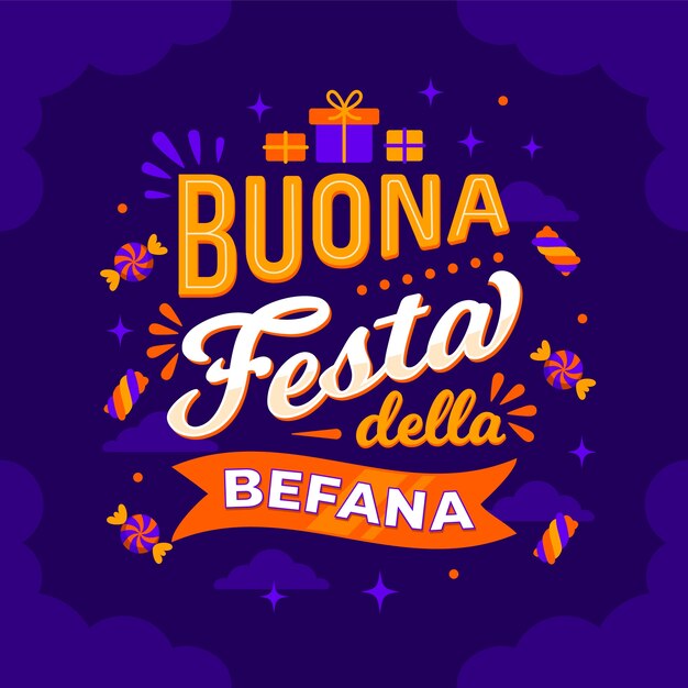 Ilustración de texto plano befana