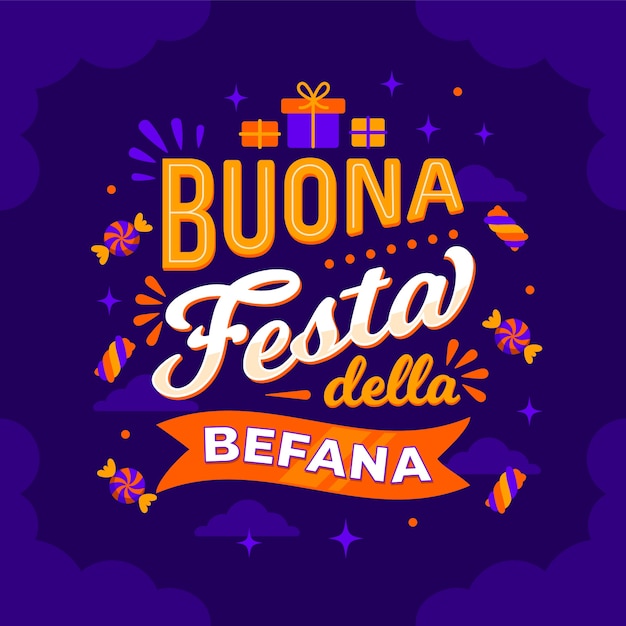 Ilustración de texto plano befana