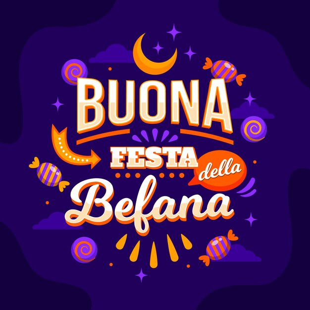 Ilustración de texto plano befana
