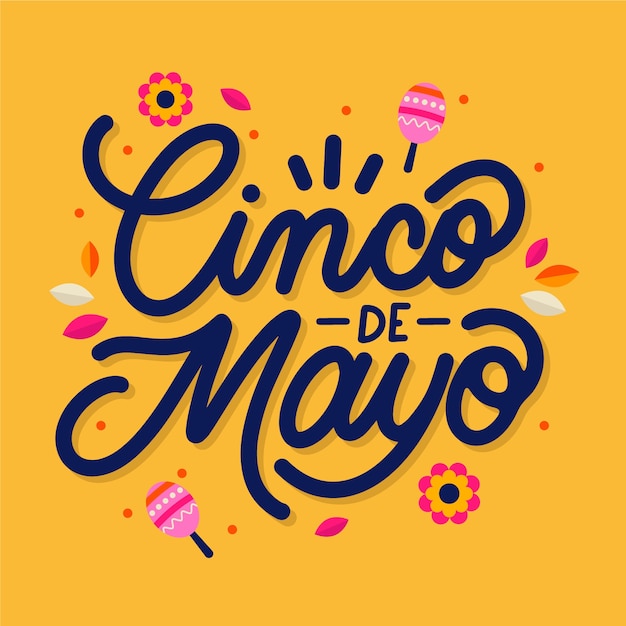 Vector gratuito ilustración de texto plano para cinco de mayo