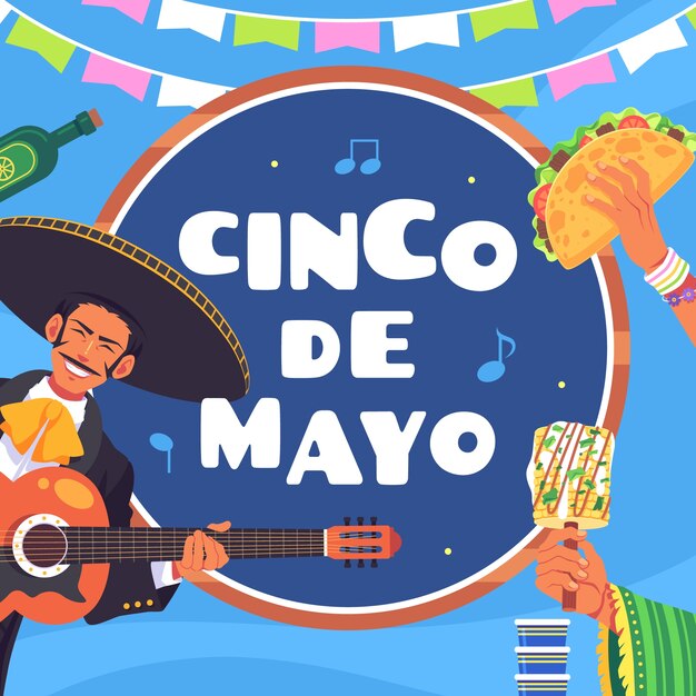 Ilustración de texto plano para cinco de mayo