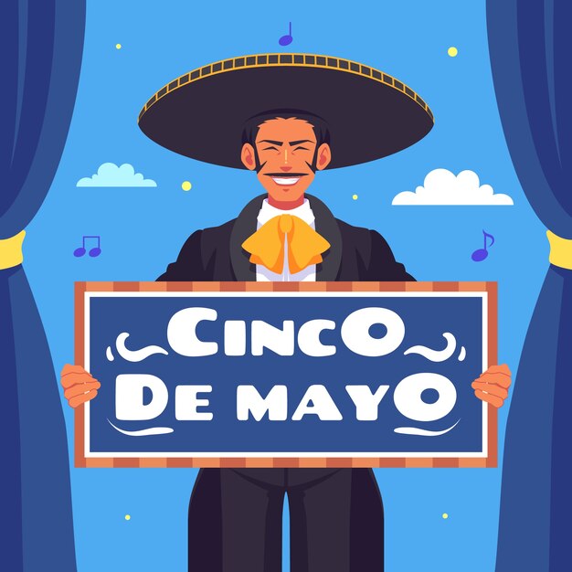 Ilustración de texto plano para cinco de mayo