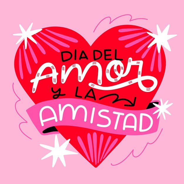 Ilustración de texto plano dia del amor y la amistad