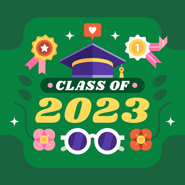 Ilustración de texto plano para la graduación de la clase 2023