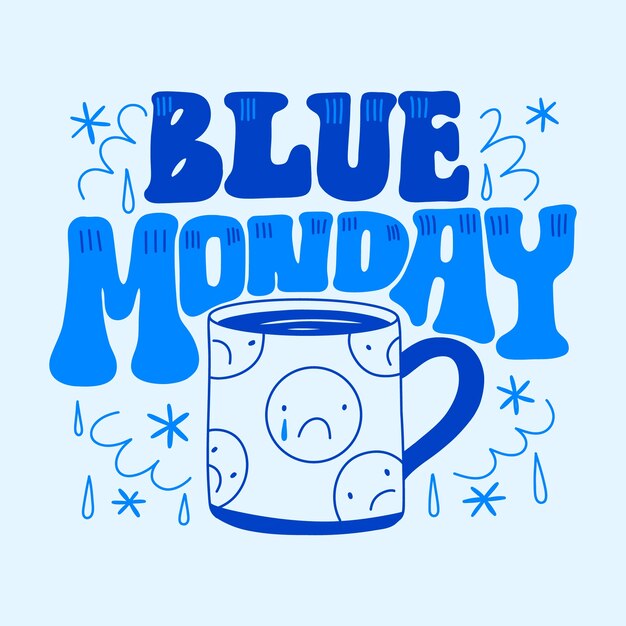 Ilustración de texto plano para el lunes azul