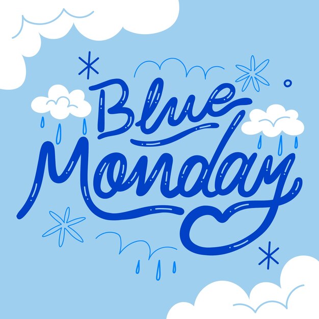 Ilustración de texto plano para el lunes azul