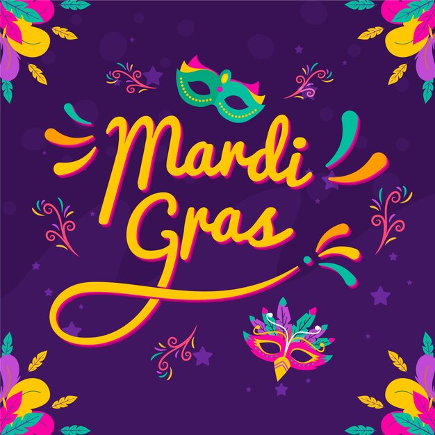 Ilustración de texto plano de mardi gras