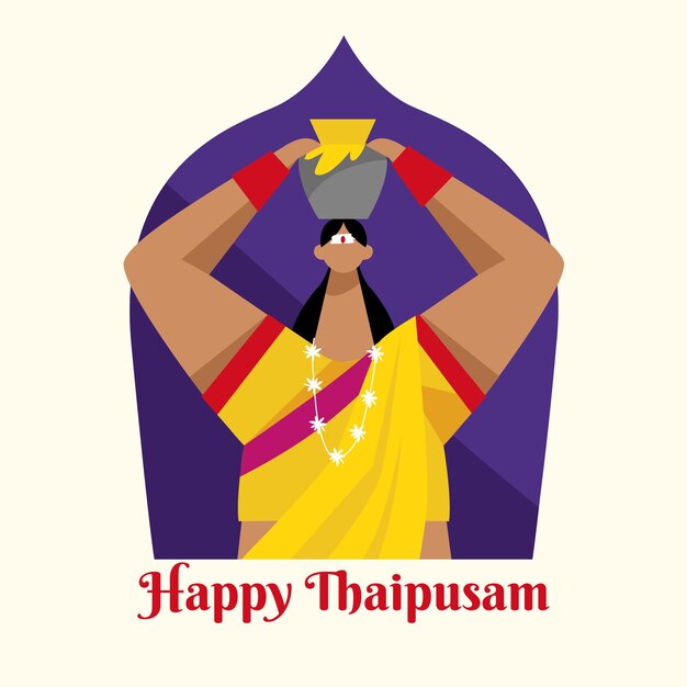 Ilustración de thaipusam plana con saludo