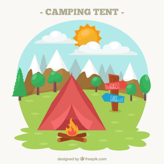 Ilustración de una tienda de campamento