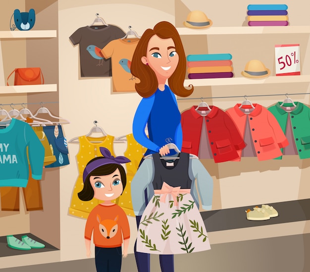 Ilustración de la tienda de ropa para niños | Vector