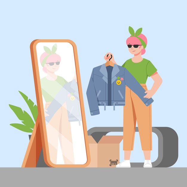 Ilustración de tienda de segunda mano dibujada a mano
