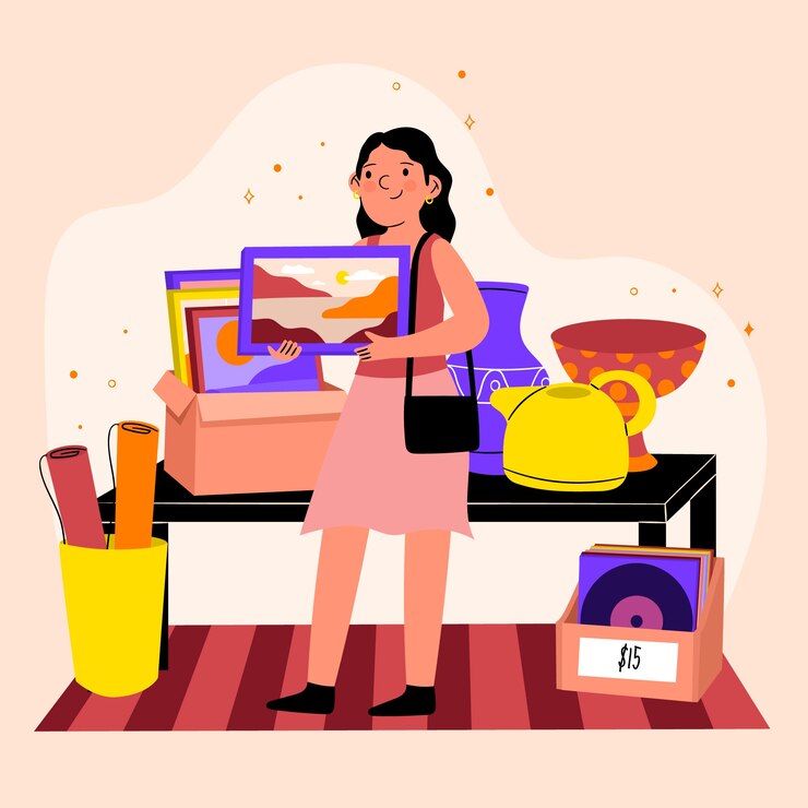 Vector gratuito ilustración de tienda de segunda mano dibujada a mano