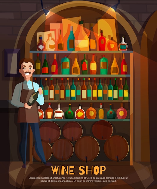 Ilustración de la tienda de vinos