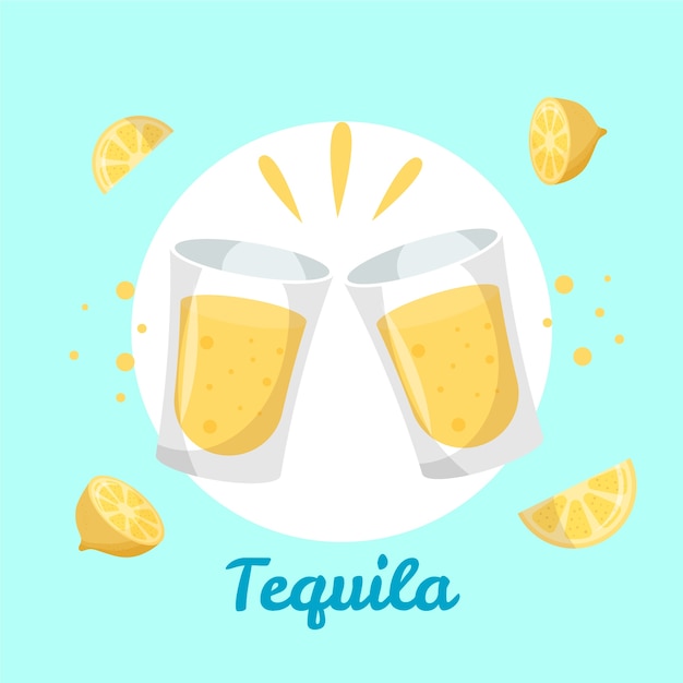 Vector gratuito ilustración de tiro de tequila de diseño plano