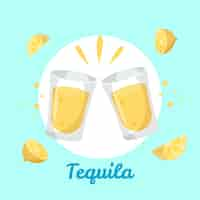 Vector gratuito ilustración de tiro de tequila de diseño plano