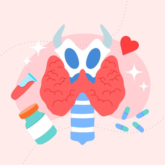 Ilustración de tiroides de diseño plano dibujado a mano
