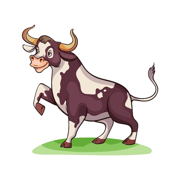 Ilustración de toro de dibujos animados dibujados a mano