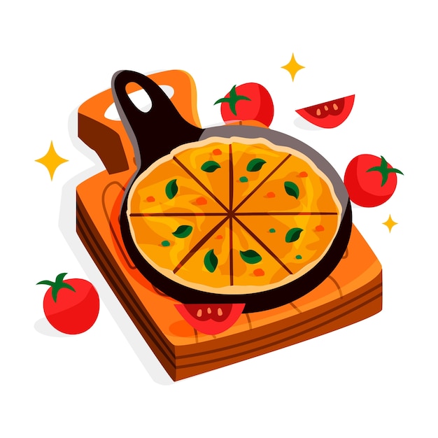 Ilustración de tortilla española dibujada a mano