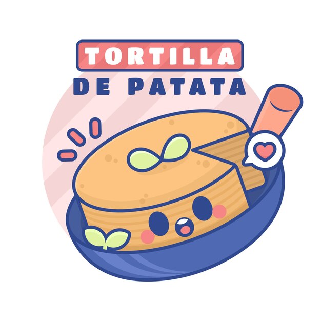 Ilustración de tortilla española dibujada a mano