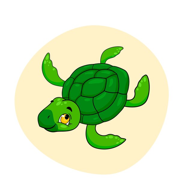 Ilustración de tortuga marina de dibujos animados dibujados a mano