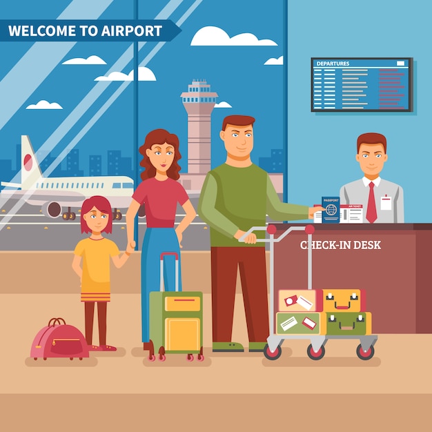 Vector gratuito ilustración de trabajo de aeropuerto