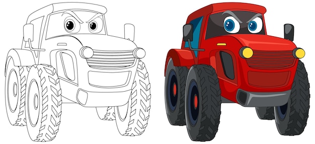 Ilustración de tractor de dibujos animados coloridos