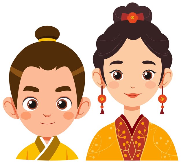 Ilustración tradicional de una pareja china