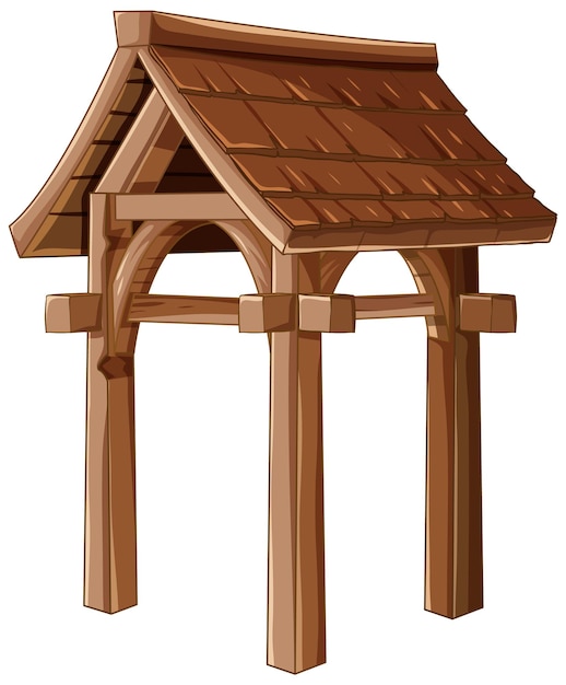 Vector gratuito ilustración tradicional de la puerta de madera de torii