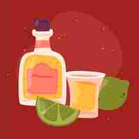 Vector gratuito ilustración de trago de tequila dibujado a mano